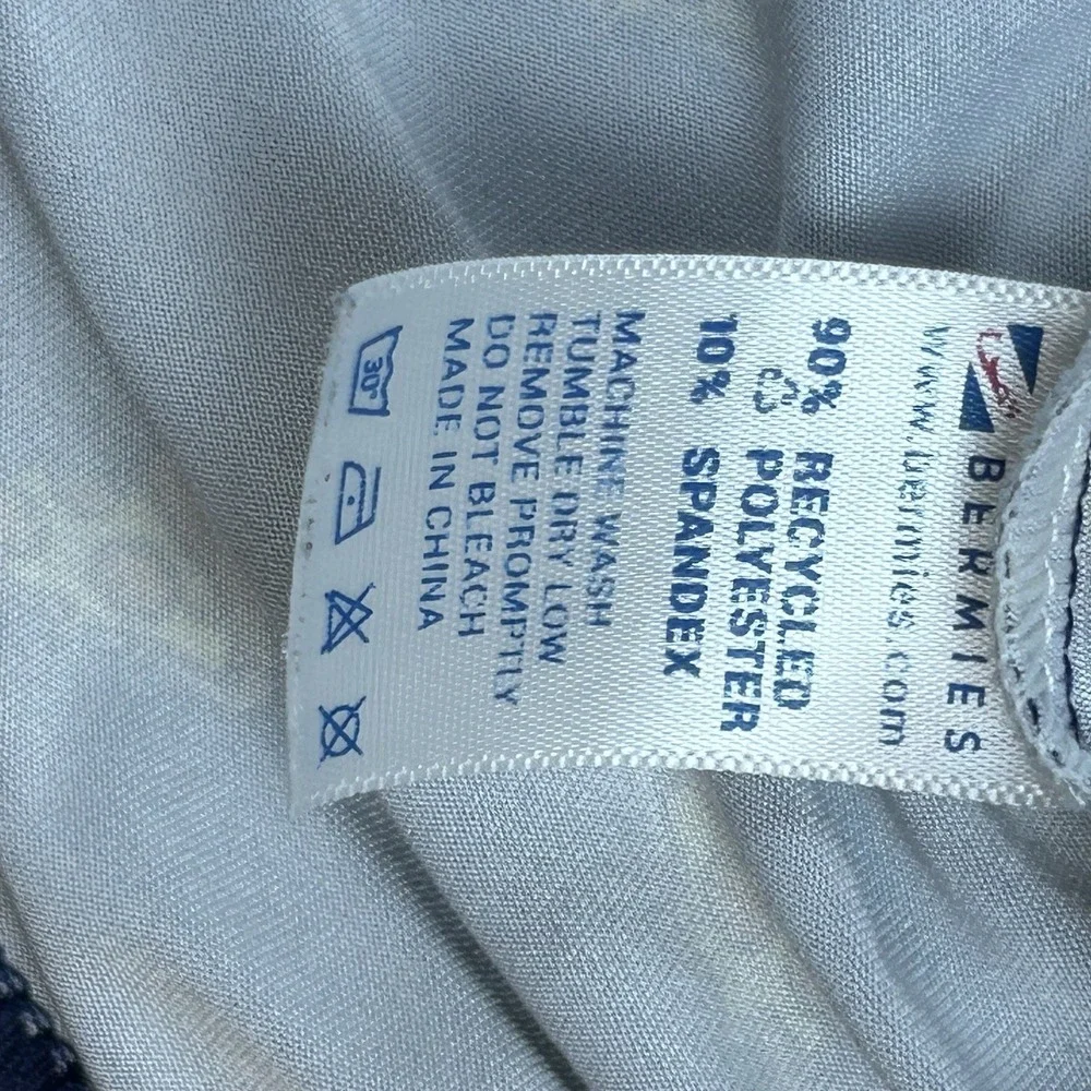 Bermies Polo Shirt Mens XL Blue Pizza All Over Print Golf Performance‎ Whimsy